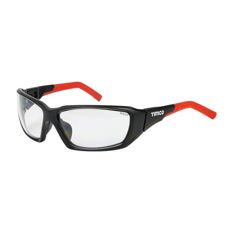 Sports Style Safety Glasses – With Adjustable Temples – Clear