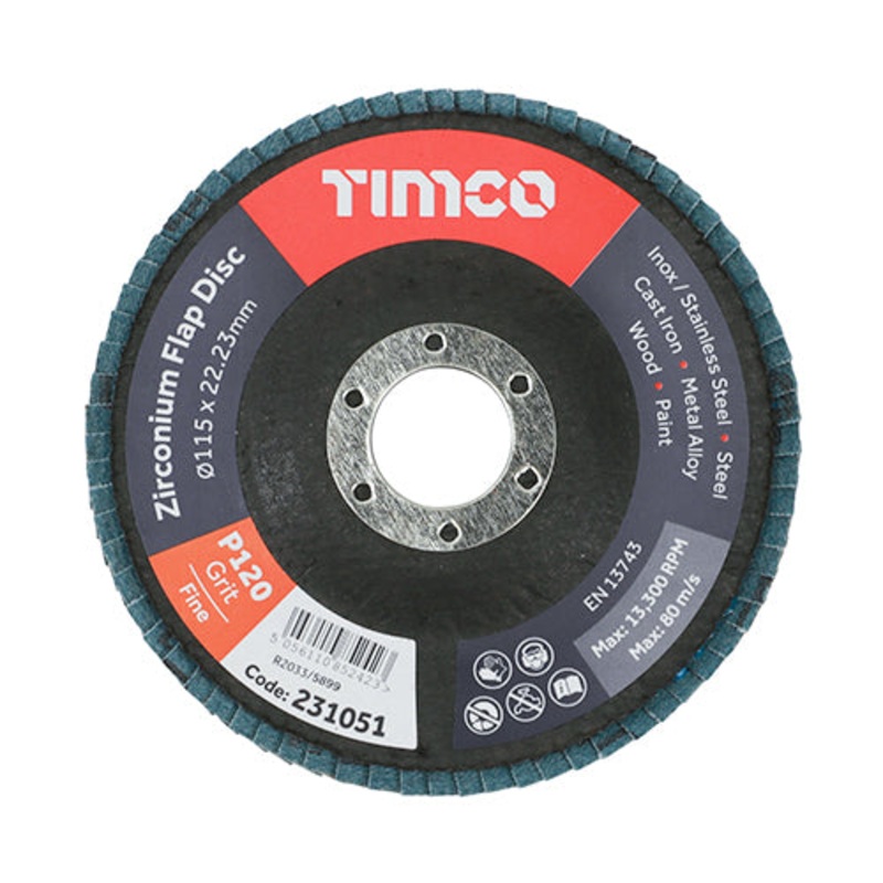 Set of Flap Discs – Zirconium – Type 29 Conical – P120 Grit