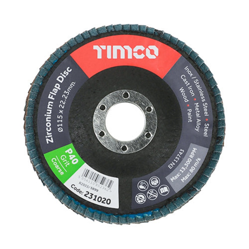 Set of Flap Discs – Zirconium – Type 29 Conical – P40 Grit