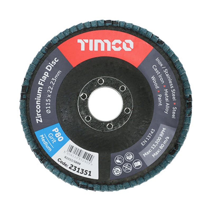 Set of Flap Discs – Zirconium – Type 29 Conical – P80 Grit