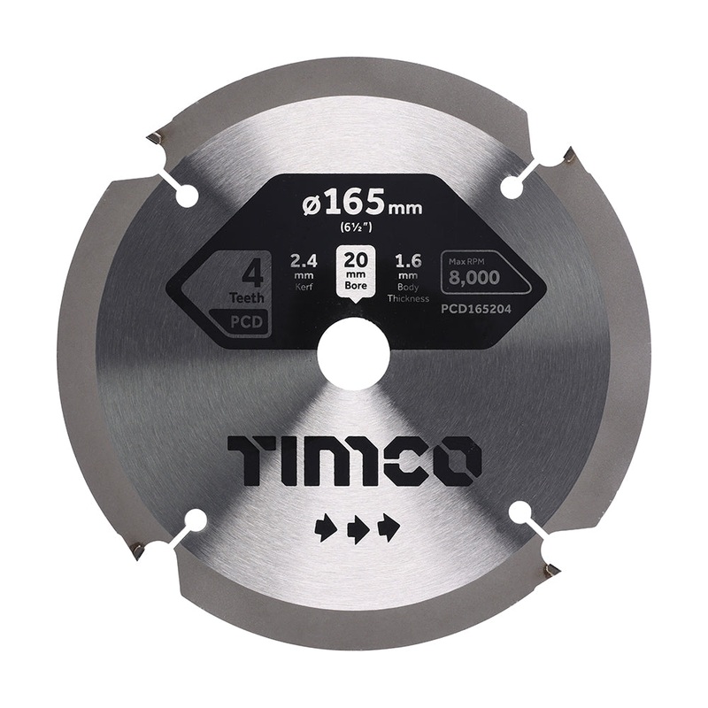 PCD Fibre Cement Saw Blade|165 x 20 x 4T|Clamshell|1 Each
