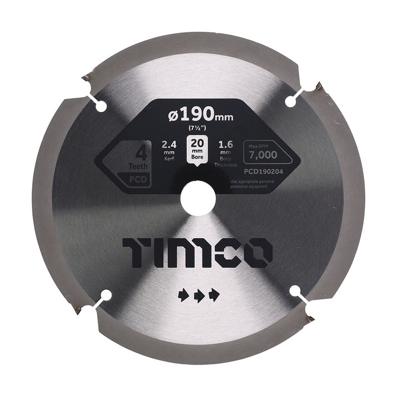 PCD Fibre Cement Saw Blade|190 x 20 x 4T|Clamshell|1 Each