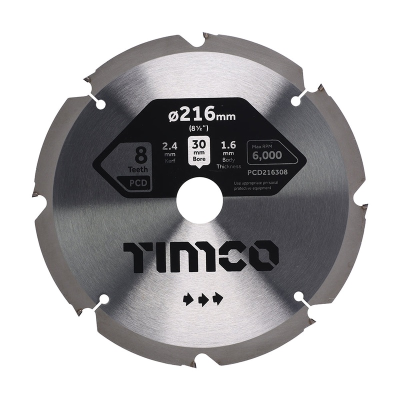 PCD Fibre Cement Saw Blade|216 x 30 x 8T|Clamshell|1 Each