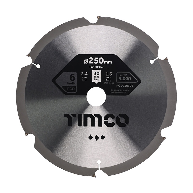 PCD Fibre Cement Saw Blade|250 x 30 x 6T|Clamshell|1 Each
