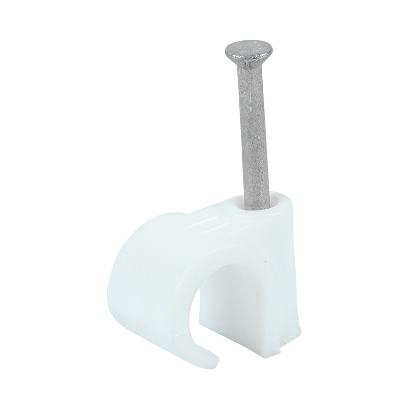 Round Cable Clips – White|To fit 11.0mm|Box|100 Pieces
