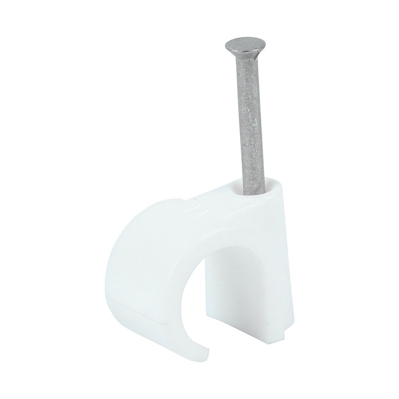 Round Cable Clips – White|To fit 14.0mm|Box|100 Pieces