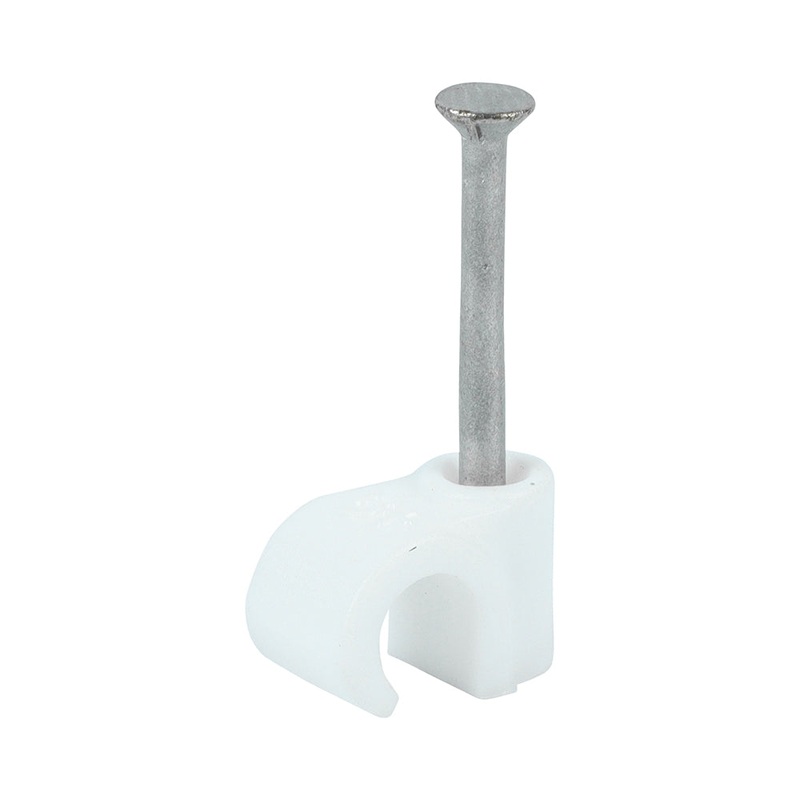 Round Cable Clips – White|To fit 6.0mm|Box|100 Pieces
