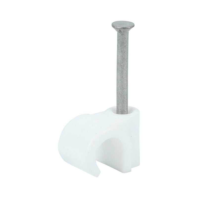 Round Cable Clips – White|To fit 7.0mm|Box|100 Pieces