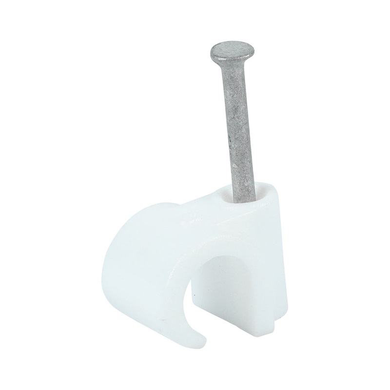 Round Cable Clips – White|To fit 9.0mm|Box|100 Pieces