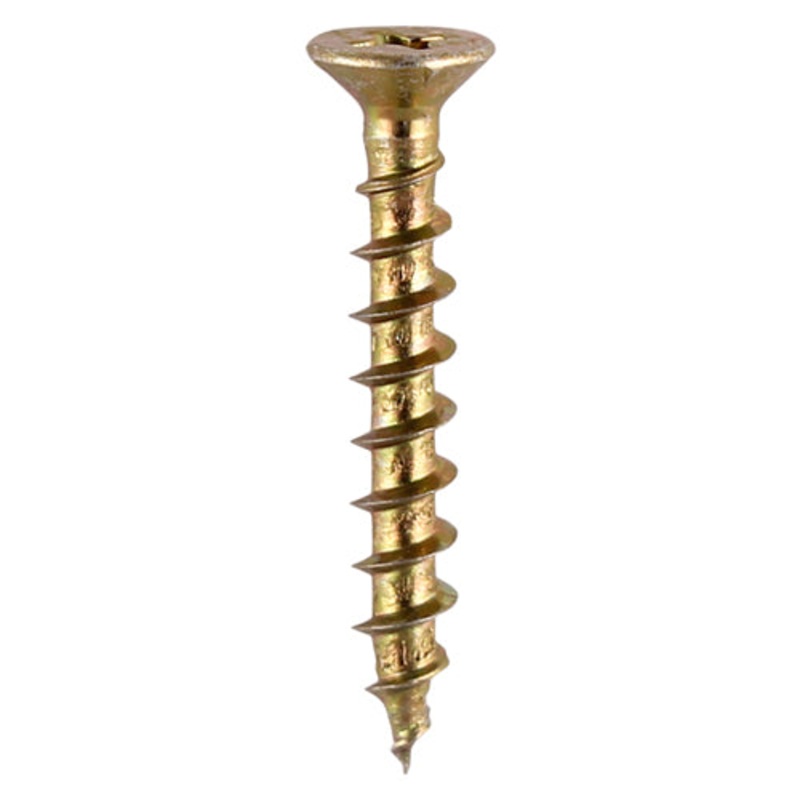 Window Fabrication Screws – Countersunk with Ribs – PH – Single Thread – Gimlet Point – Yellow