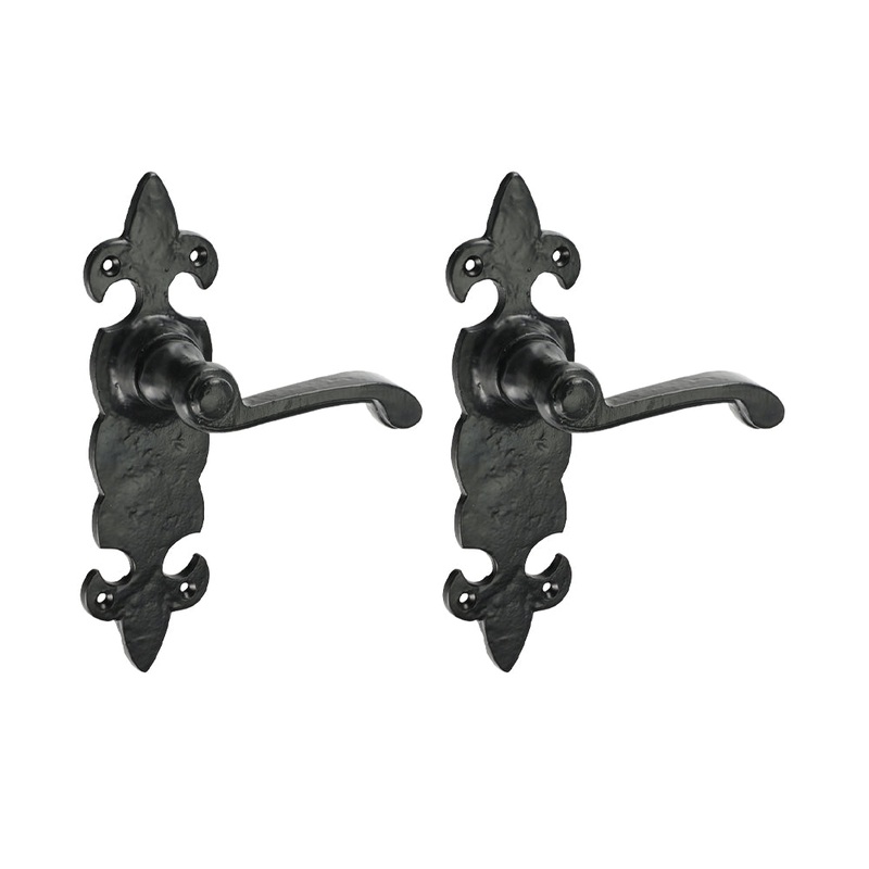Fleur De Lys Ornate Lever Latch Handles – Antique Black