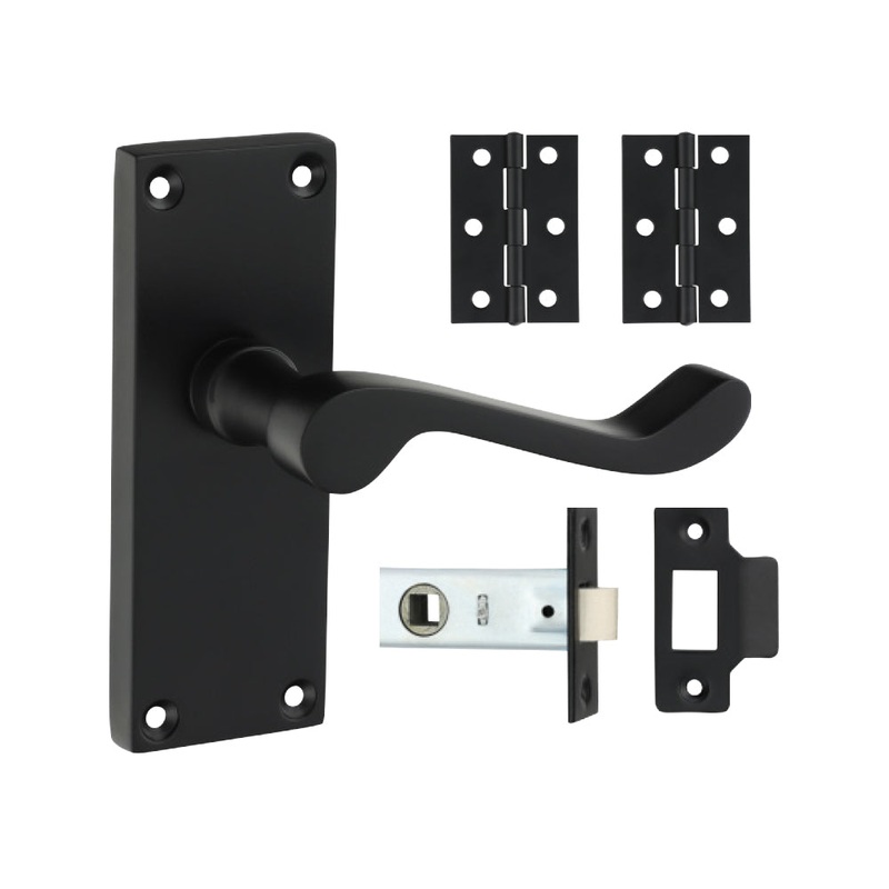 Victorian Scroll Latch Door Pack – Matt Black
