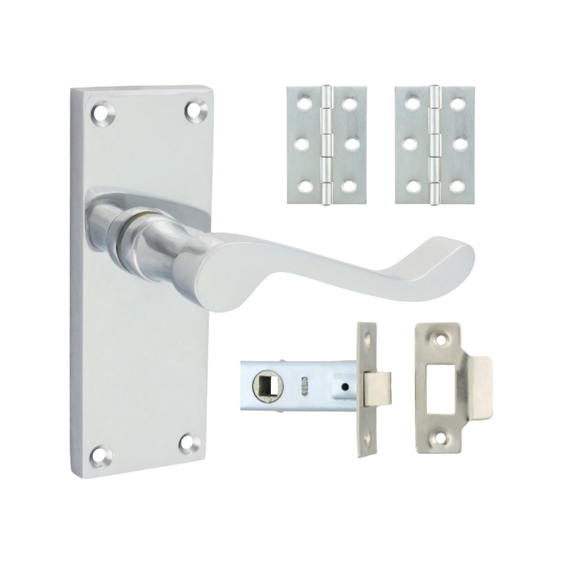 Victorian Scroll Latch Door Pack – Polished Chrome
