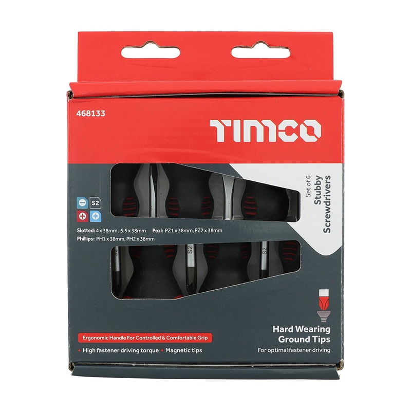 Stubby Screwdriver Set|6pcs|Box|6 Pieces