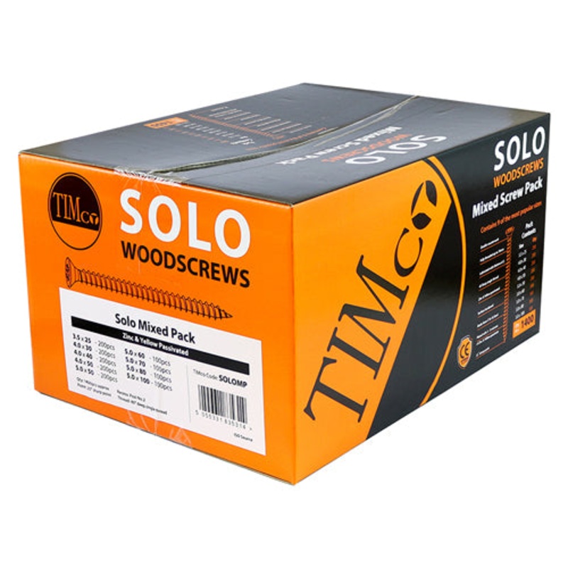 Solo Chipboard & Woodscrews – Mixed Pack – PZ – Double Countersunk – Yellow