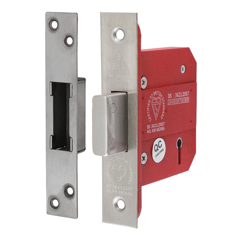5 Lever British Standard Deadlock – Stainless Steel – Satin