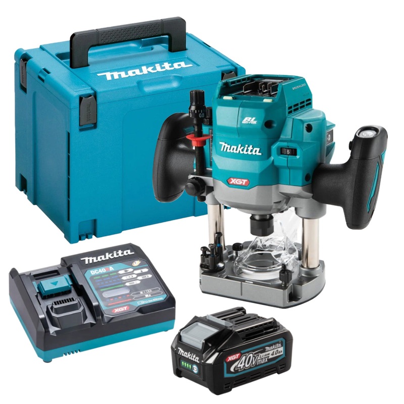 Makita RP001GZ02 40V XGT Brushless 1/2 Router with 1 x 4.0Ah Battery Charger & Case