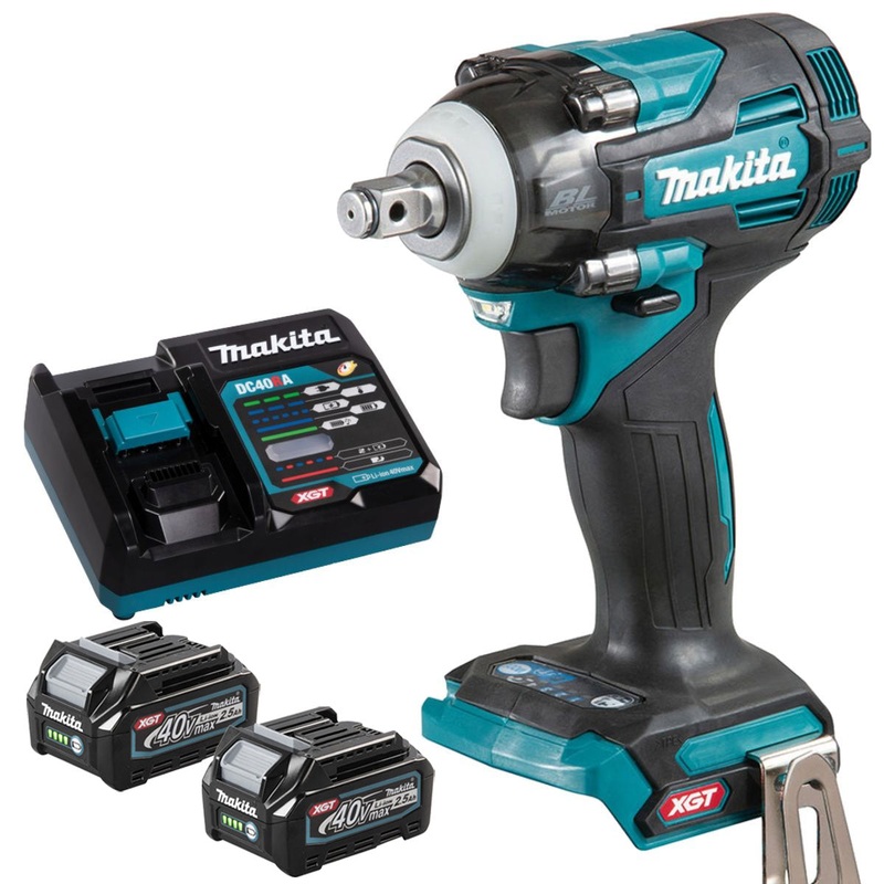Makita TW004GZ 40V Brushless 1/2 Impact Wrench with 2 x 2.5Ah Battery & Charger
