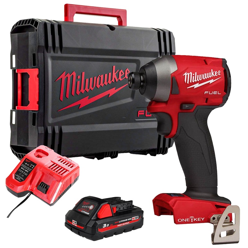 Milwaukee M18ONEID2-0X Fuel 18V Brushless 1/4 Impact Driver with 1 x 3.0Ah Battery Charger & Case