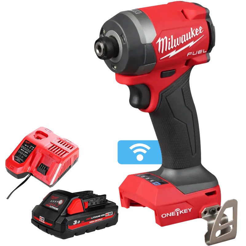 Milwaukee M18ONEID3-0 18V ONE-KEY Brushless 1/4 Impact Driver with 1 x 3.0Ah Battery & Charger