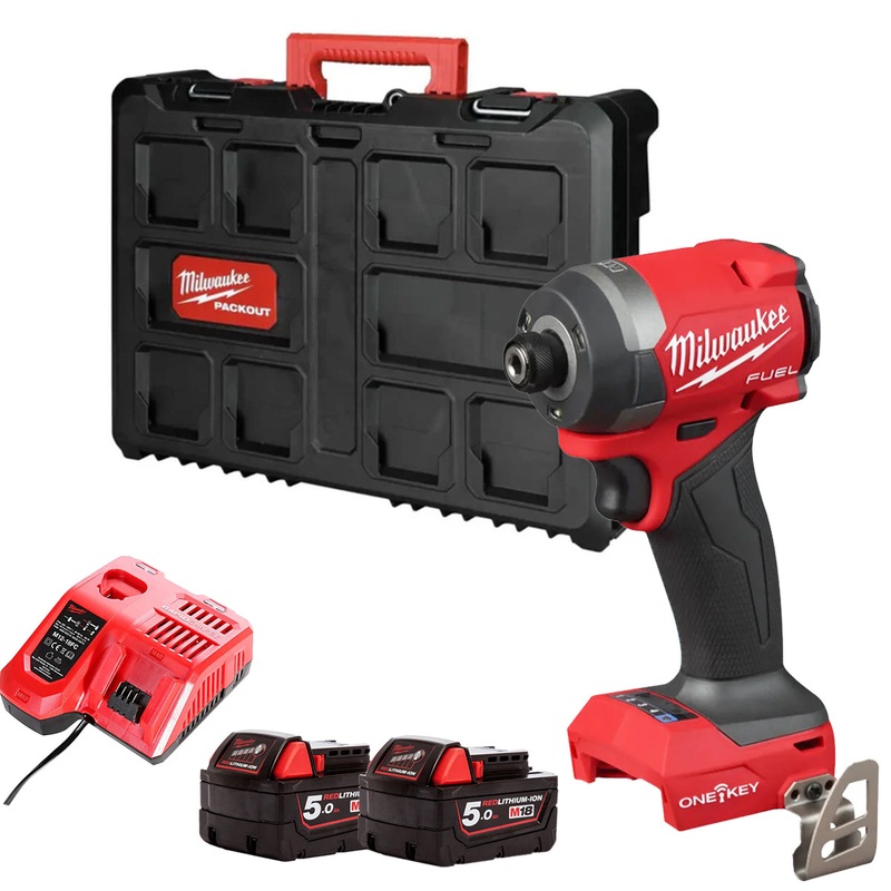 Milwaukee M18ONEID3-502X FUEL 18V Brushless 1/4 Impact Driver with 2 x 5.0Ah Batteries, Charger & Empty Tool Box (Without Inlay)