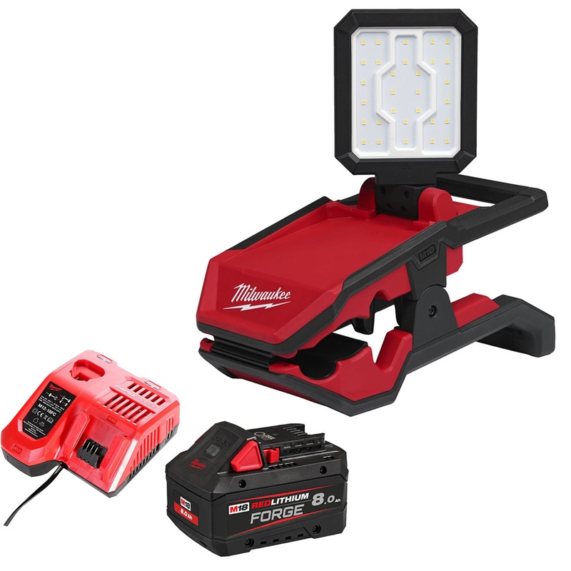 Milwaukee M18PAL2-0 18V Pivoting Area Light with 1 x 8.0Ah Battery & Charger