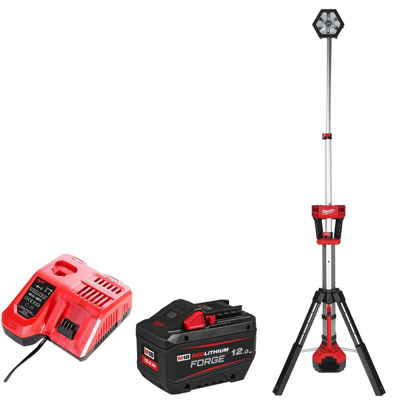 Milwaukee M18SAL-0 18V 2000 Lumens LED Stand Light with 1 x 12.0Ah Battery & Charger