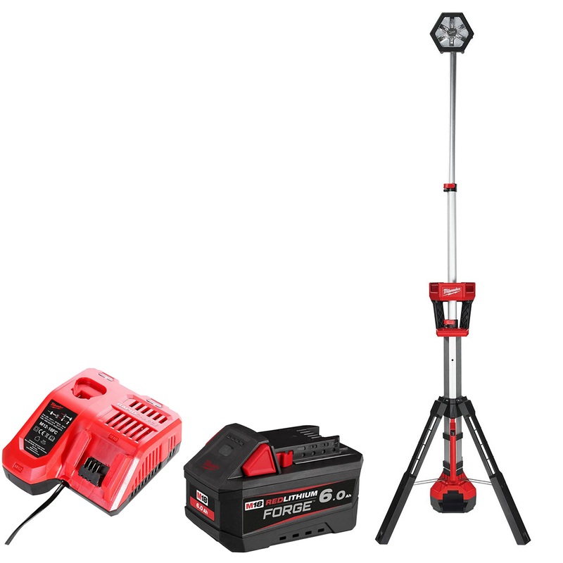 Milwaukee M18SAL-0 18V 2000 Lumens LED Stand Light with 1 x 6.0Ah Battery & Charger