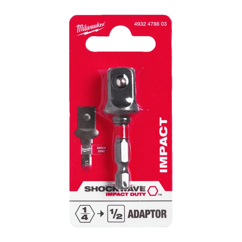 milwaukee-shockwave-1-4-hex-to-1-2-square-impact-duty-adaptor-4932478803_1 Milwaukee SHOCKWAVE 1/4 Hex to 1/2 Square Impact Duty Adaptor 4932478803