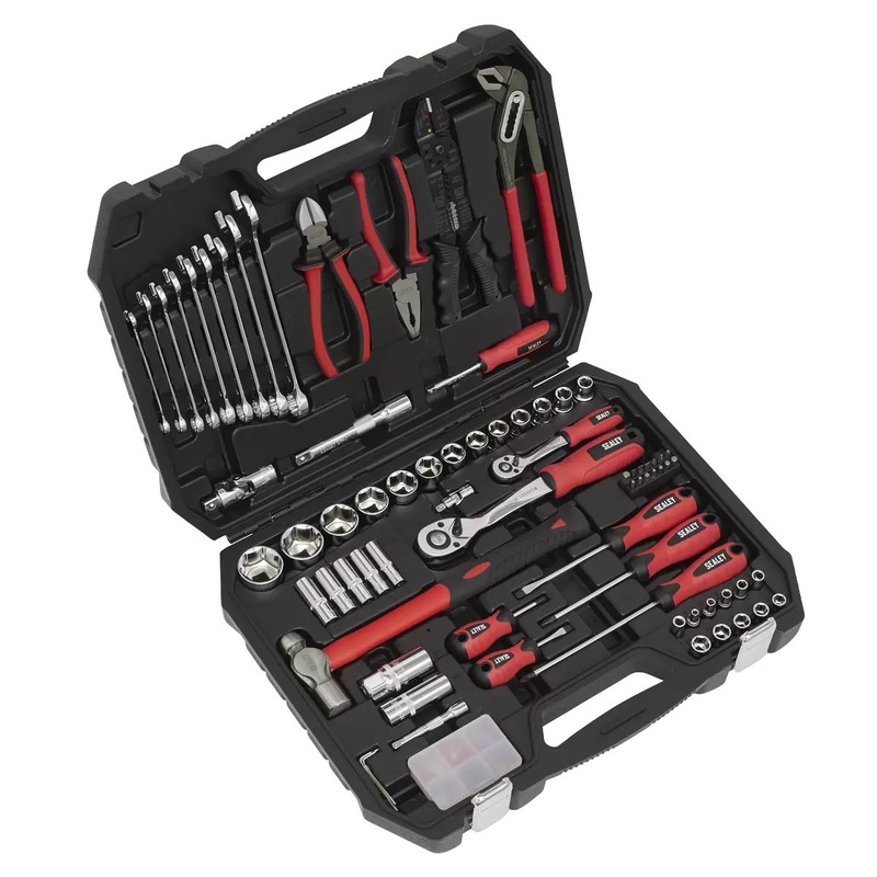 Sealey AK7400 Mechanic’s Tool Kit 100 Piece Sockets Screwdriver Hammer Spanner Spark