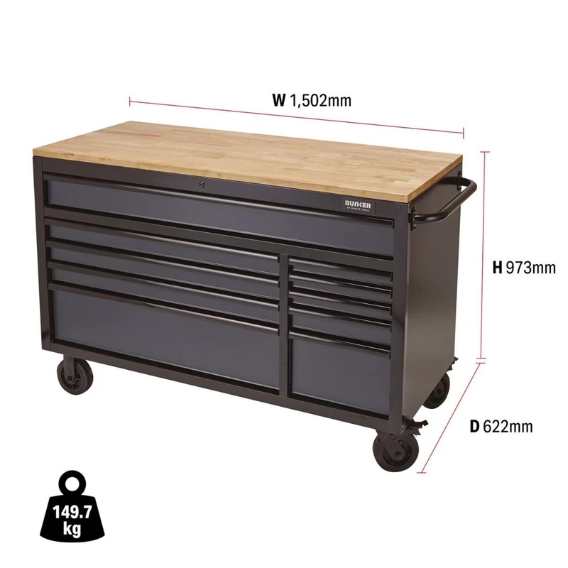 draper-b100-56g-bunker-56-workbench-roller-tool-cabinet-10-drawer-grey-08227_1 Draper B100-56G BUNKER 56 Workbench Roller Tool Cabinet 10 Drawer Grey 08227