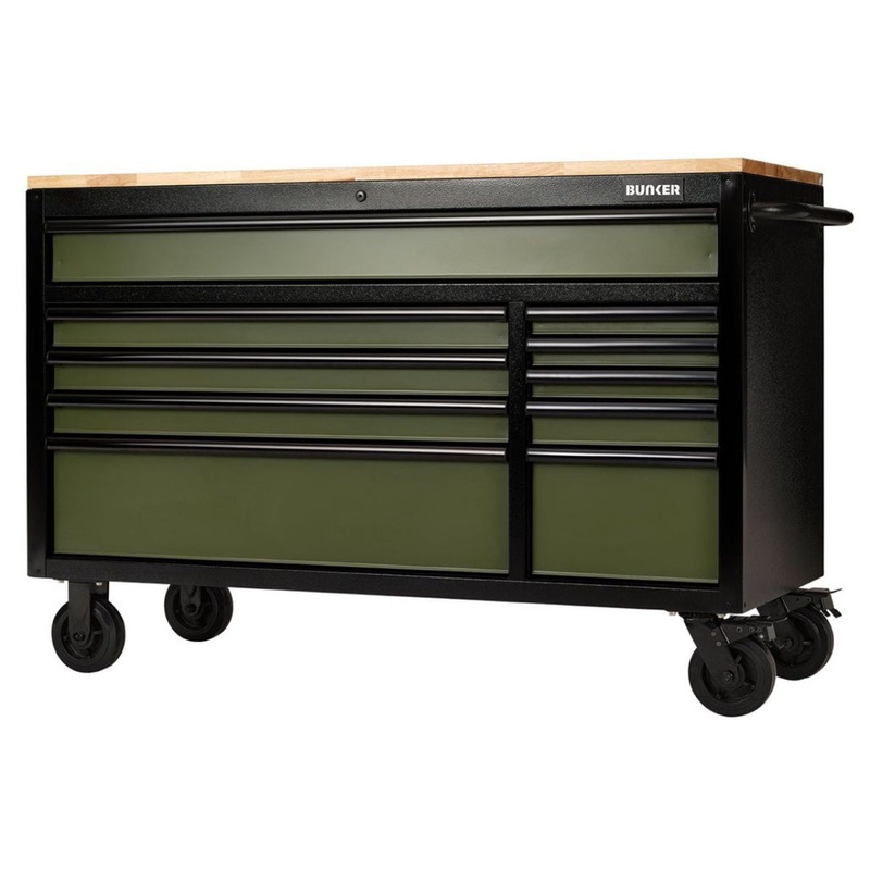 Draper B100-56GR BUNKER 56 Workbench Roller Tool Cabinet 10 Drawer Green 08236