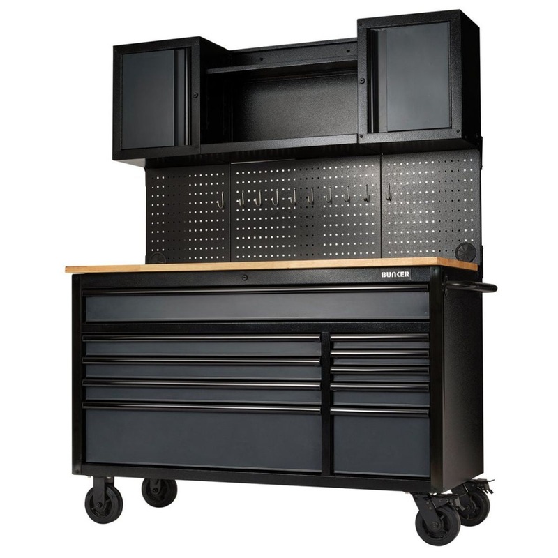 Draper B100-56WSG BUNKER 56 Roller Workstation with Workbench 10 Drawer Grey 08242
