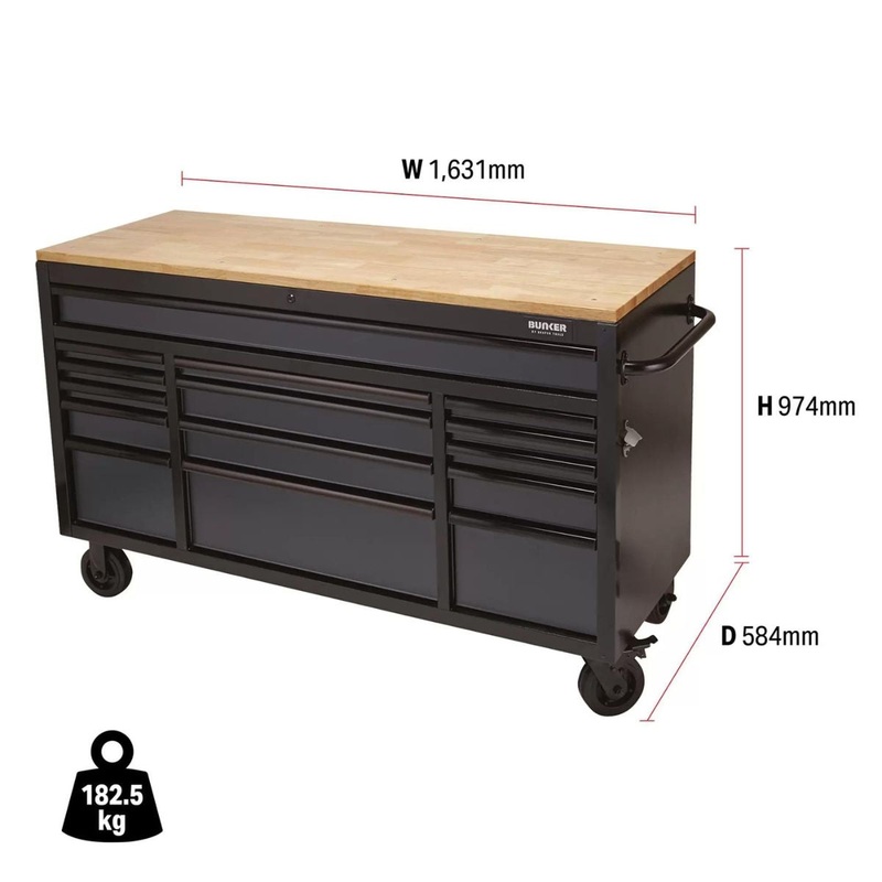 draper-b100-61g-bunker-61-workbench-roller-tool-cabinet-15-drawer-grey-08238_1 Draper B100-61G BUNKER 61 Workbench Roller Tool Cabinet 15 Drawer Grey 08238