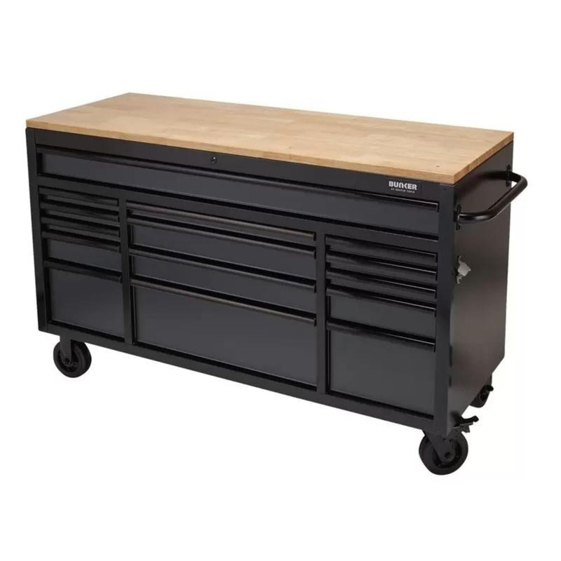 Draper B100-61G BUNKER 61 Workbench Roller Tool Cabinet 15 Drawer Grey 08238