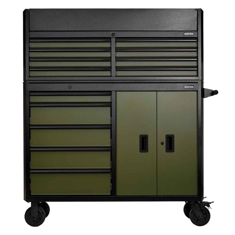 Draper B200-52C-GR/52R BUNKER 52 Combined Roller Cabinet and Tool Chest 13 Drawer Green 24255