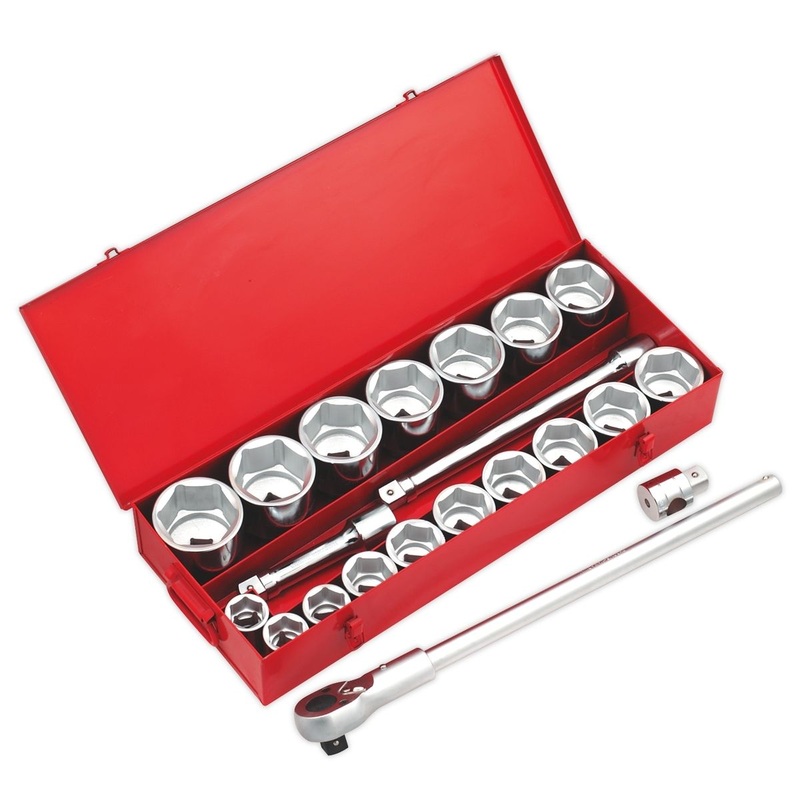Sealey AK261 Socket Set 22pc 1Sq Drive 6pt Wall Drive Metric