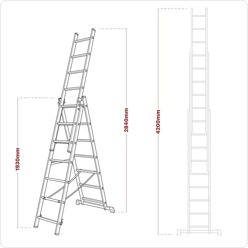 sealey-acl307-aluminium-extension-combination-ladder-3x7-en-131_1 Sealey ACL307 Aluminium Extension Combination Ladder 3×7 EN 131