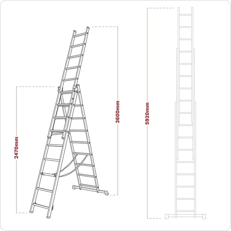 sealey-acl3-aluminium-extension-combination-ladder-3x9-en-131_1 Sealey ACL3 Aluminium Extension Combination Ladder 3×9 EN 131