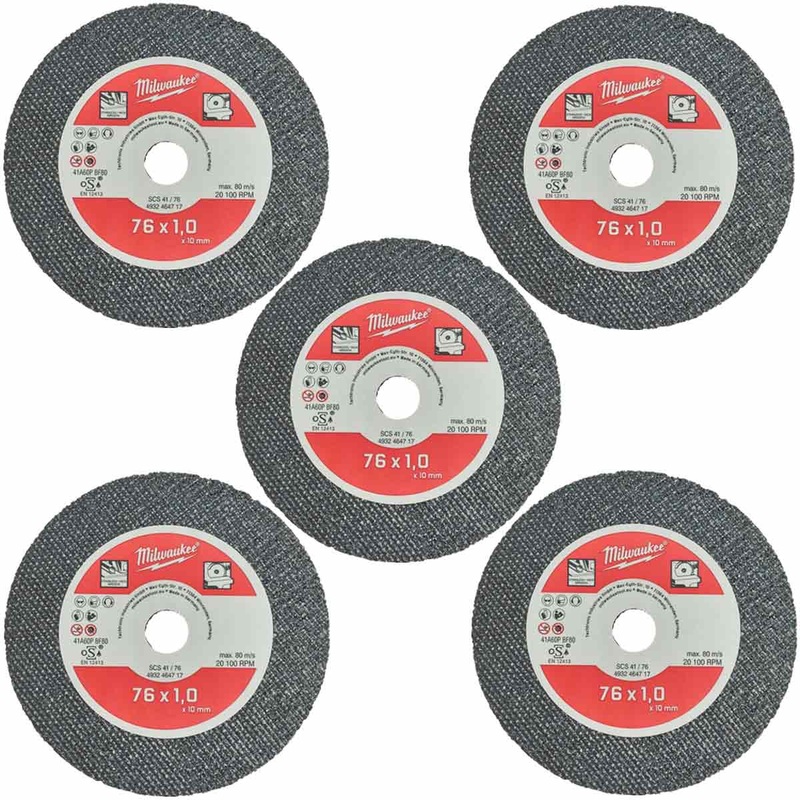 Milwaukee 76mm Metal Cutting Disc 4932464717 for M12FCOT-0 – Pack of 5