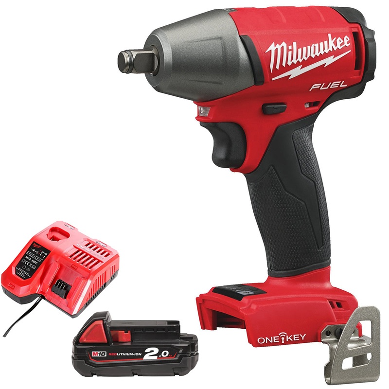 Milwaukee M18ONEIWF12-0 18V FUEL ONE-KEY Brushless 1/2 Impact Wrench with 1 x 2.0Ah Battery & Charger