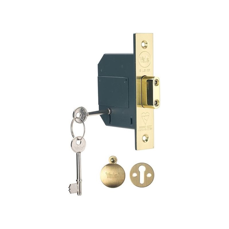 Yale Locks PM562 Hi-Security BS 5 Lever Mortice Deadlock 81mm 3in Polished Brass