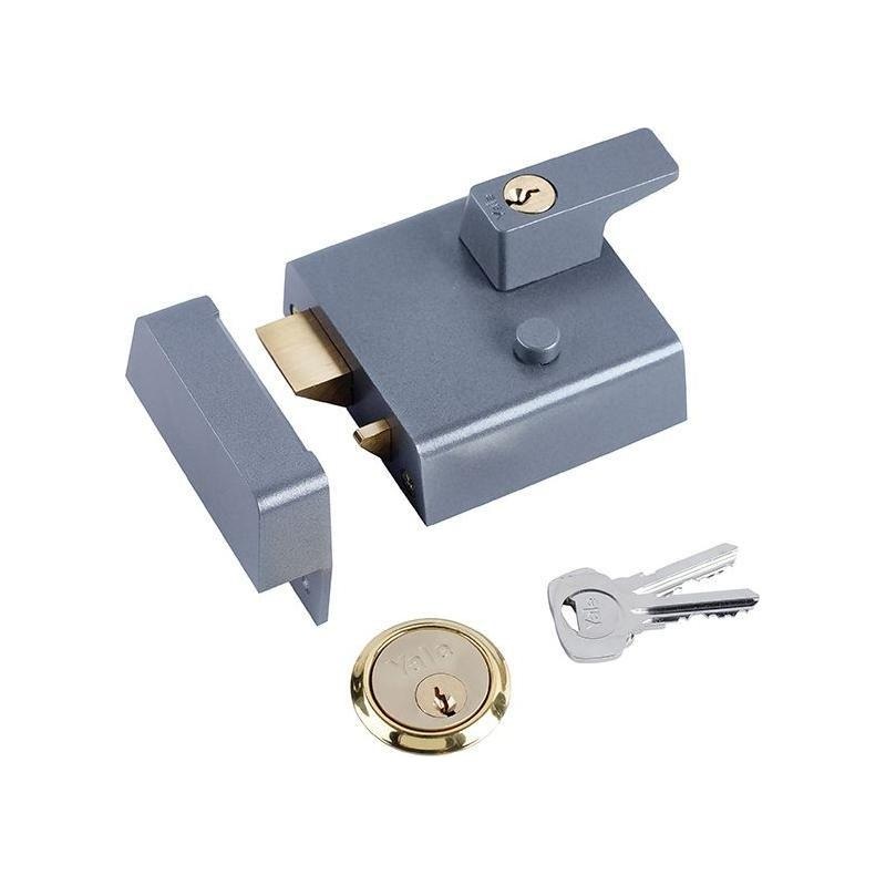 Yale Locks P1 Double Security Nightlatch 60mm Backset DMG Dark Grey Finish Visi