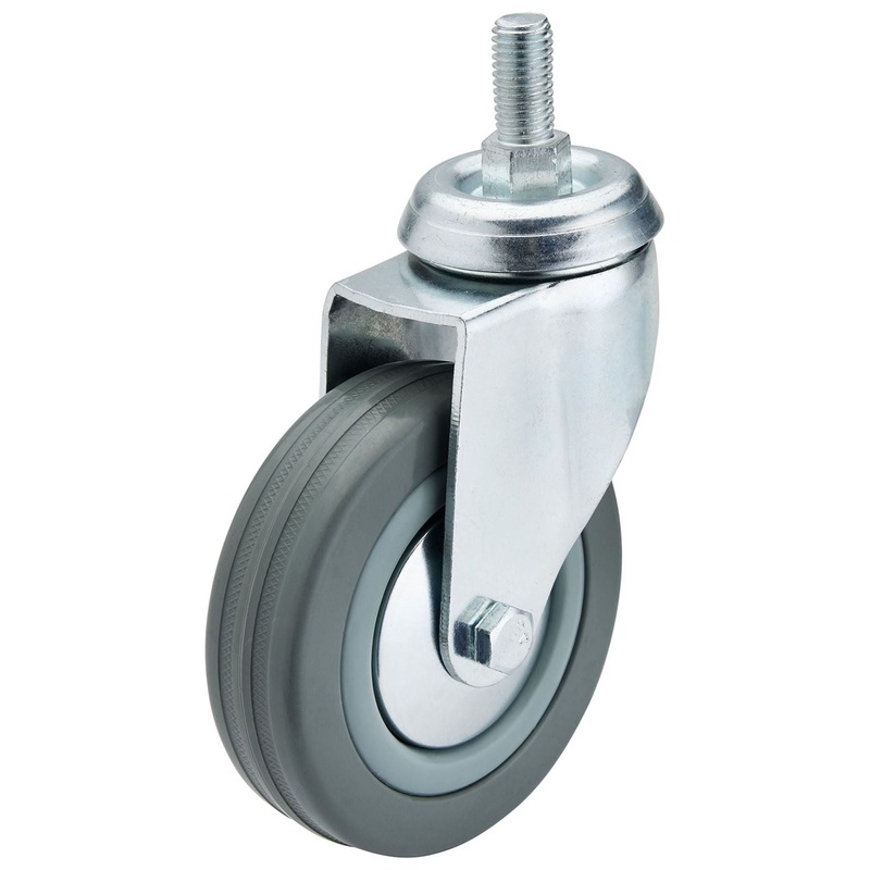 Draper Swivel Bolt Fixing Rubber Castor, 100mm Diameter, S.W.L. 80kg