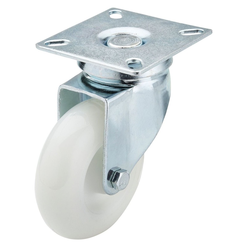 Draper Swivel Plate Fixing Nylon Wheel, 75mm Diameter, S.W.L. 70kg