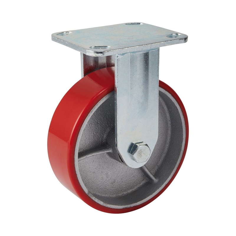 Fixed Plate Fixing Heavy Duty Polyurethane Wheel, 160mm Diameter, S.W.L. 400kg
