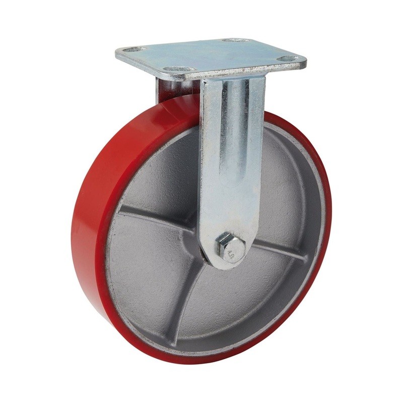 Fixed Plate Fixing Heavy Duty Polyurethane Wheel, 200mm Diameter, S.W.L. 500kg