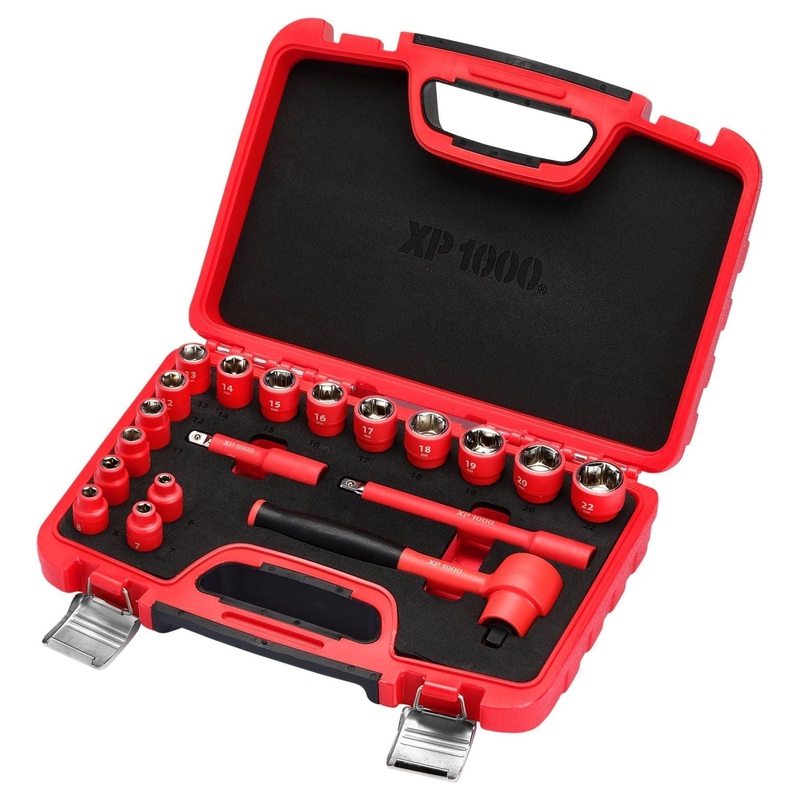 Draper XP1000 VDE Metric Socket Set, 3/8  Sq. Dr. (19 Piece)
