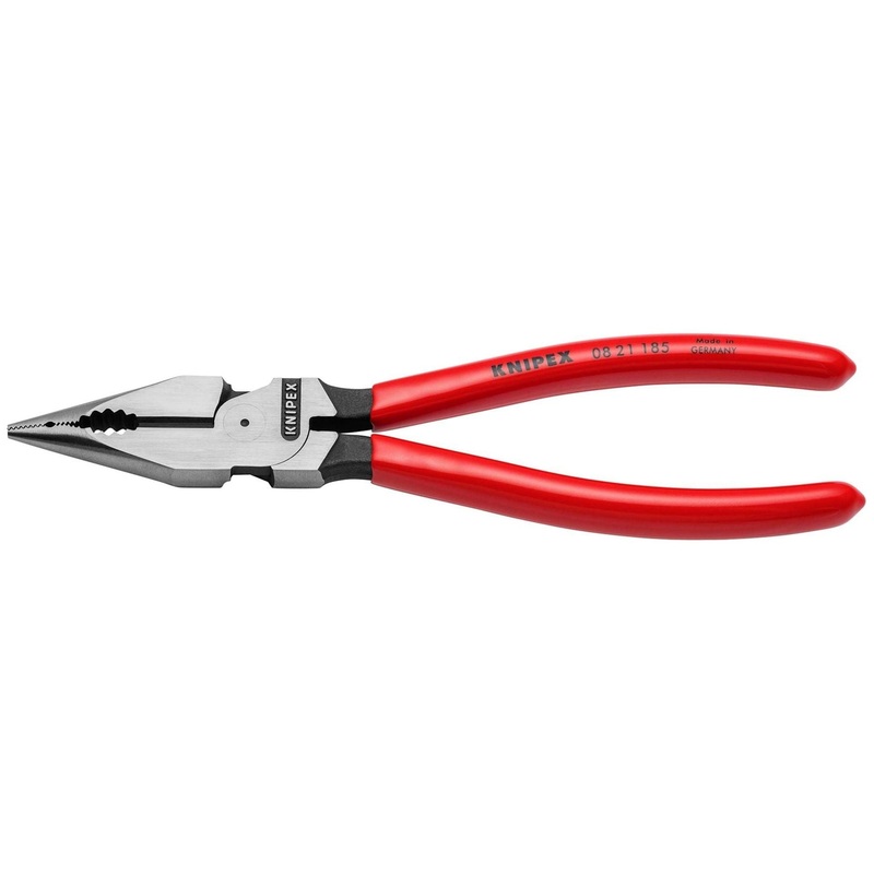 Knipex 08 21 185 SB Needle-Nose Combination Pliers plastic coated black atramentized, 185mm