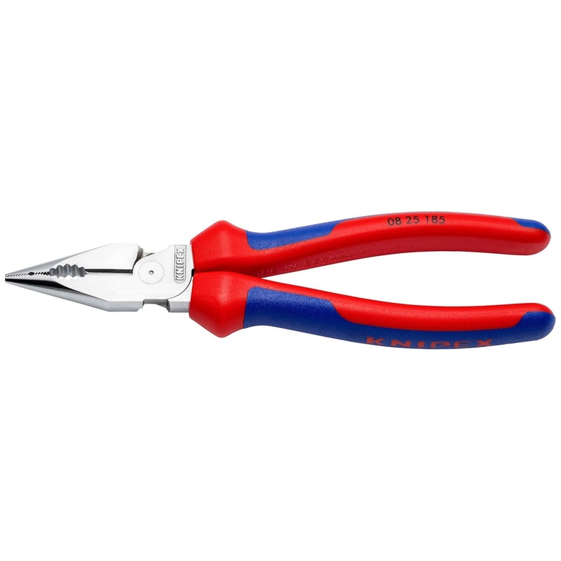 Knipex 08 25 185 SB Needle-Nose Combination Pliers with multi-component grips chrome-plated, 185mm